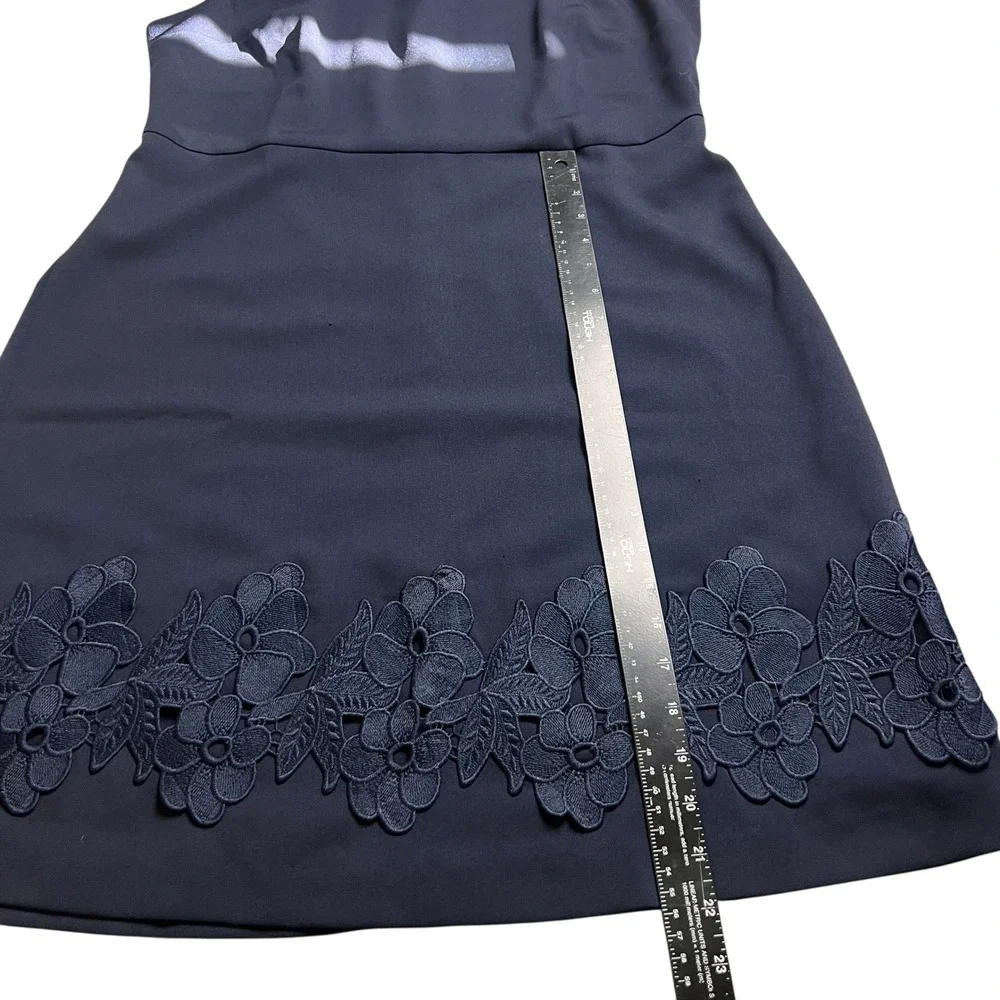 Ann Taylor Factory Navy Blue Floral‎ Eyelet Hem Sleeveless Sheath Dress 12